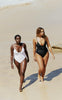 Curve Models Bree McCann and Mukia in Code B Black White One Piece Swimsuits