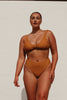 Model Mikayla Klewer in Code B Mustard Brown Atlas Bikini 