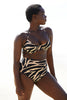 Curve Swimwear model Mukisa in Code B Zebra Print High waisted Bikini 