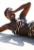 Curve Swimwear model Mukisa in Code B Zebra Print High waisted Bikini 